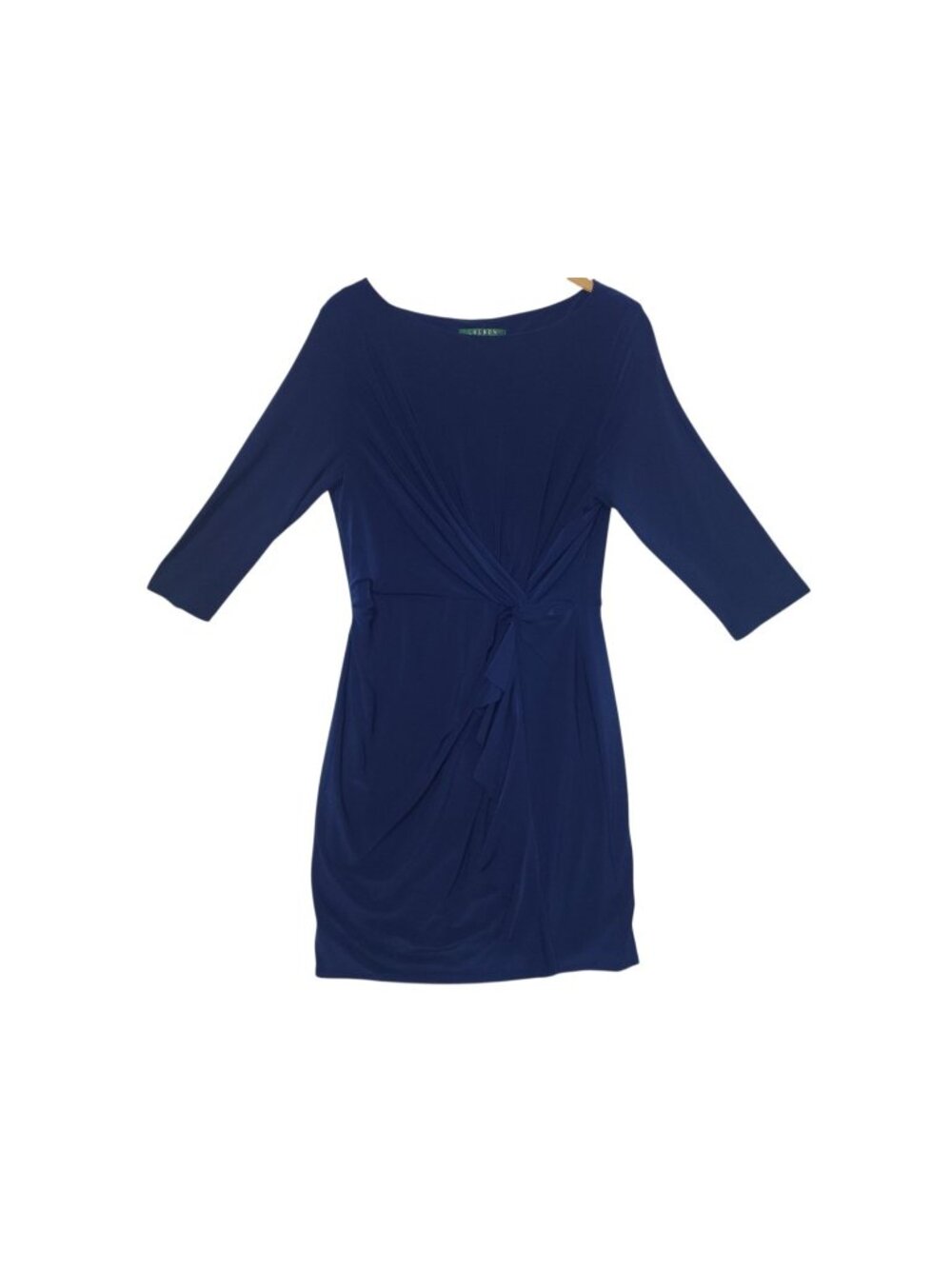 Lauren Ralph Lauren Dress Womens 10P Blue Wrap Style Knee Length Stretch
